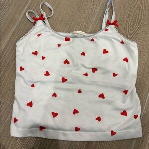 Z Supply White Top with Red Heart Design
